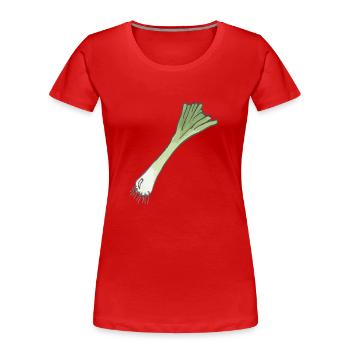 Lauchzwiebel mit Wurzel - Frauen Premium Bio T-Shirt - Rot - Vorne - Mia (176cm)