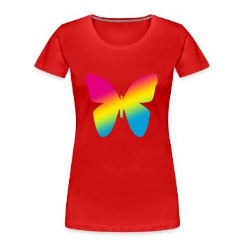 Papillon coloré Logo LGBT - T-shirt bio Premium Femme - rouge - Devant - Mia (176cm)