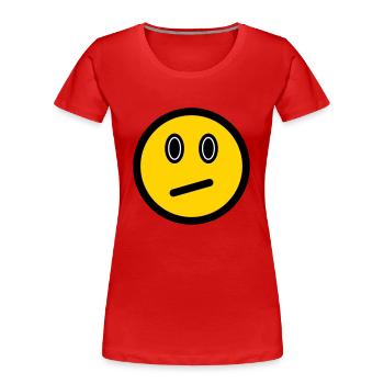 Neutral Emoticon - Image Symbol - Stroke Face - Women's Premium Organic T-Shirt - red - Front - Mia (176cm)