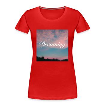 Dreaming between clouds - Frauen Premium Bio T-Shirt - Rot - Vorne - Mia (176cm)