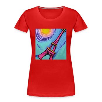 Paris tour Eiffel van gogh - T-shirt bio Premium Femme - rouge - Devant - Mia (176cm)