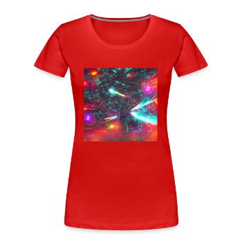 Vaisseau spatial néon - T-shirt bio Premium Femme - rouge - Devant - Mia (176cm)