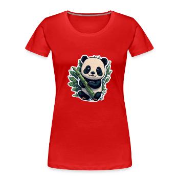 Cute Panda with Bamboo - Frauen Premium Bio T-Shirt - Rot - Vorne - Mia (176cm)