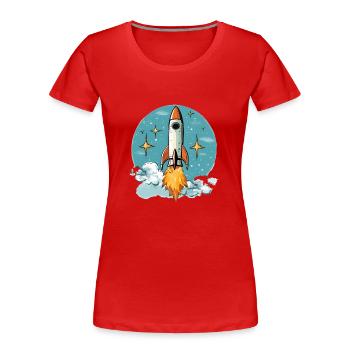 Fusée - T-shirt bio Premium Femme - rouge - Devant - Mia (176cm)