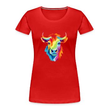 LGBTQAI+ Cow, Animal Rights - Women's Premium Organic T-Shirt - red - Front - Mia (176cm)