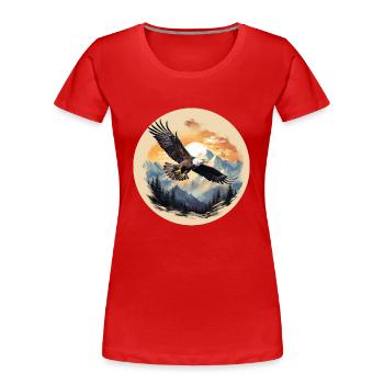 Vol d’aigle - aigle au-dessus des sommets des montagnes - T-shirt bio Premium Femme - rouge - Devant - Mia (176cm)