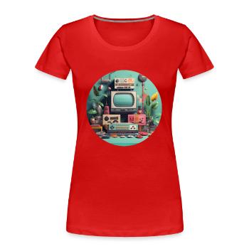 Gaming Nostalgie - Trendiges Motiv - Frauen Premium Bio T-Shirt - Rot - Vorne - Mia (176cm)