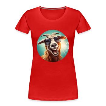 Ziege mit sehr viel Lebensfreude - Frauen Premium Bio T-Shirt - Rot - Vorne - Mia (176cm)