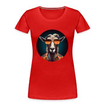 Chèvre hippie avec des lunettes de soleil fraîches - T-shirt bio Premium Femme - rouge - Devant - Mia (176cm)