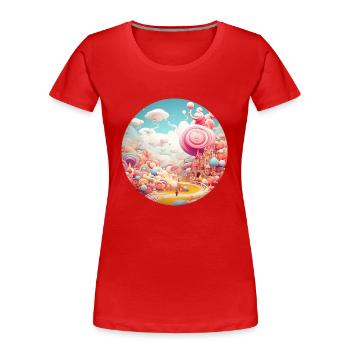 Découvertes oniriques : aventures créatives - T-shirt bio Premium Femme - rouge - Devant - Mia (176cm)