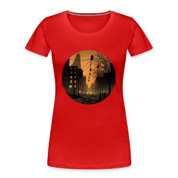 Stadt-Melancholie: Inspirierender Sonnenuntergang - Frauen Premium Bio T-Shirt - Rot - Vorne - Mia (176cm)