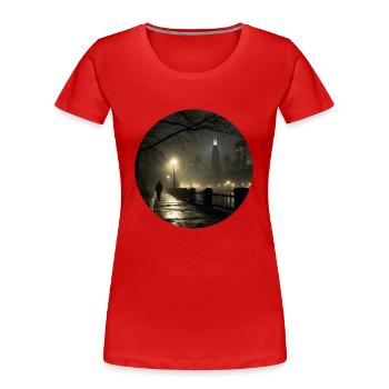 Melancholie der Stadt: Poetischer Blick - Frauen Premium Bio T-Shirt - Rot - Vorne - Mia (176cm)