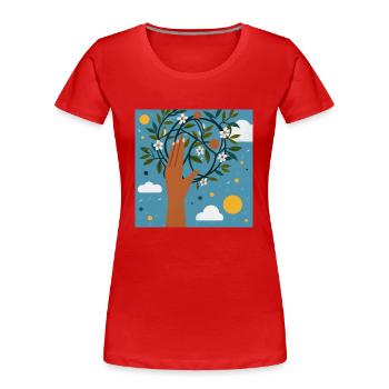 Nachhaltige Welt - Frauen Premium Bio T-Shirt - Rot - Vorne - Mia (176cm)