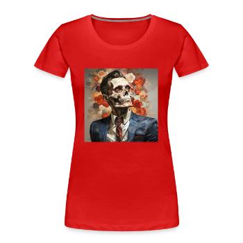 Douleur rugueuse d’une peinture humaine à faible polypoly - T-shirt bio Premium Femme - rouge - Devant - Mia (176cm)