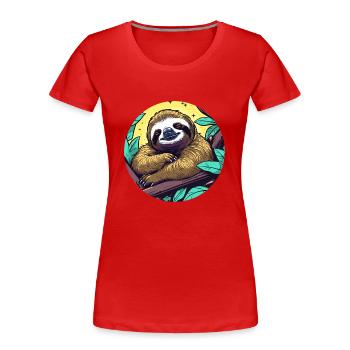 Illustration de paresseux endormi - T-shirt bio Premium Femme - rouge - Devant - Mia (176cm)