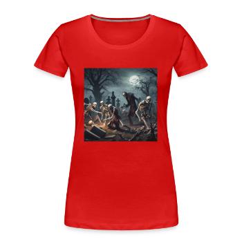 Skellet Friedhof - Frauen Premium Bio T-Shirt - Rot - Vorne - Mia (176cm)