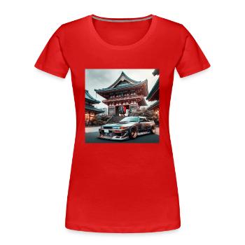 JDM Temple - T-shirt bio Premium Femme - rouge - Devant - Mia (176cm)