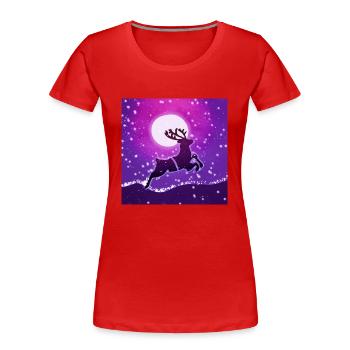 Galloping reindeer - Women's Premium Organic T-Shirt - red - Front - Mia (176cm)