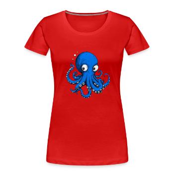 Dessin Pieuvre Bleu - T-shirt bio Premium Femme - rouge - Devant - Mia (176cm)