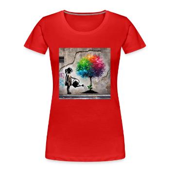Kein Banksy - Wachstum im Beton - Frauen Premium Bio T-Shirt - Rot - Vorne - Mia (176cm)