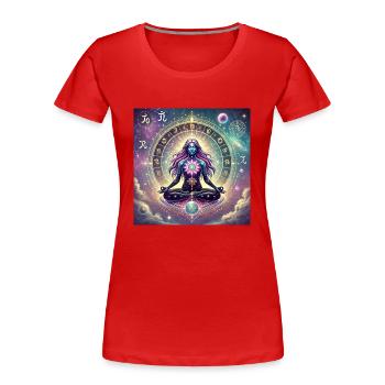 Erwecke deine spirituelle Energie - Frauen Premium Bio T-Shirt - Rot - Vorne - Mia (176cm)