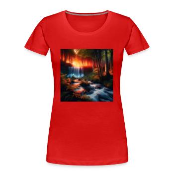 Wasserfall im Wald - Frauen Premium Bio T-Shirt - Rot - Vorne - Mia (176cm)