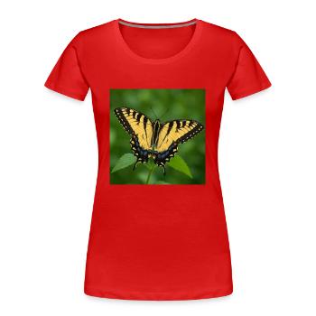 Machaon tigré de l’Est - T-shirt bio Premium Femme - rouge - Devant - Mia (176cm)