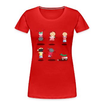 Kinder - Frauen Premium Bio T-Shirt - Rot - Vorne - Mia (176cm)