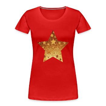 Stern mit Sternchen - Gold Geschenk Geschenkidee - Frauen Premium Bio T-Shirt - Rot - Vorne - Mia (176cm)