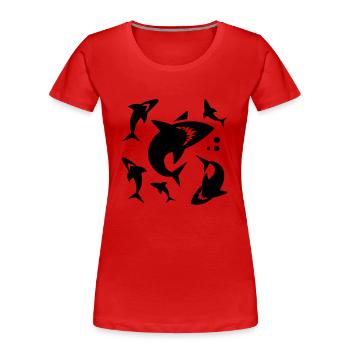Shark - shark fin - Women's Premium Organic T-Shirt - red - Front - Mia (176cm)