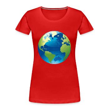 Erde Motiv als Geschenkidee - Frauen Premium Bio T-Shirt - Rot - Vorne - Mia (176cm)