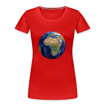 Globe du monde - T-shirt bio Premium Femme - rouge - Devant - Mia (176cm)