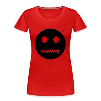 Smiley Shut up - Sei Still - Frauen Premium Bio T-Shirt - Rot - Vorne - Mia (176cm)