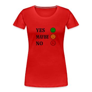 Entscheidungshilfe - Frauen Premium Bio T-Shirt - Rot - Vorne - Mia (176cm)