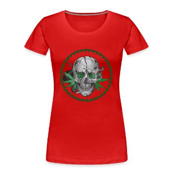 Skull Hanfblatt - Frauen Premium Bio T-Shirt - Rot - Vorne - Mia (176cm)
