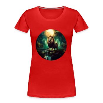 Majestueux Lion Roi des Animaux Cadeau Lion - T-shirt bio Premium Femme - rouge - Devant - Mia (176cm)