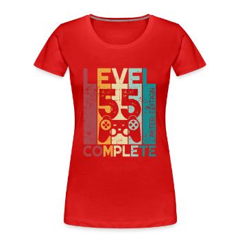 55 Anniversaire Niveau 55 Cadeau complet de 55 ans - T-shirt bio Premium Femme - rouge - Devant - Mia (176cm)