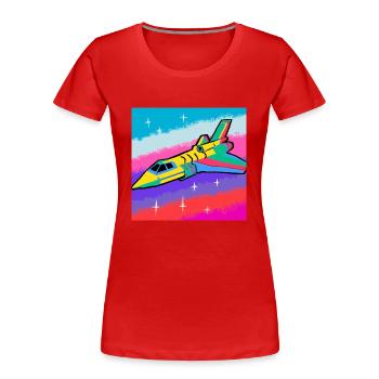 Das farbige Raumschiff - Frauen Premium Bio T-Shirt - Rot - Vorne - Mia (176cm)