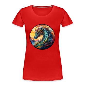 Stylish dragon, power animal for strength & protection - Women's Premium Organic T-Shirt - red - Front - Mia (176cm)