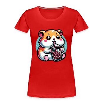 Bubble Tea Hamster Boba Tea Kawaii Geschenk - Frauen Premium Bio T-Shirt - Rot - Vorne - Mia (176cm)