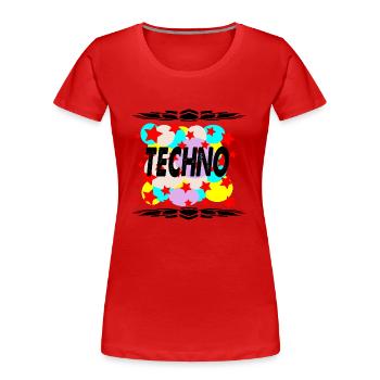 techno - Women's Premium Organic T-Shirt - red - Front - Mia (176cm)