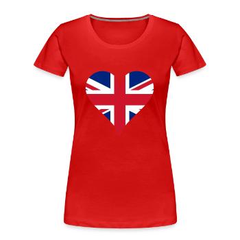 Heart English Flag UK Union Jack Fan Gift - Women's Premium Organic T-Shirt - red - Front - Mia (176cm)