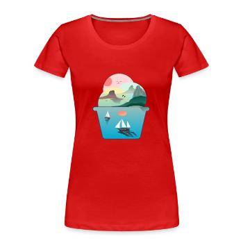 Sommer Eisbecher Eis Meer Fernweh Segeln Strand - Frauen Premium Bio T-Shirt - Rot - Vorne - Mia (176cm)