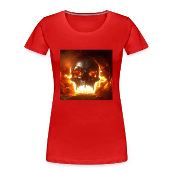 skull in hell in 3d render - Frauen Premium Bio T-Shirt - Rot - Vorne - Mia (176cm)