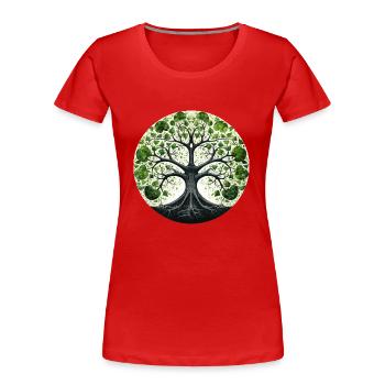 Baum des Lebens Spirituell Lebensbaum Yggdrasil - Frauen Premium Bio T-Shirt - Rot - Vorne - Mia (176cm)
