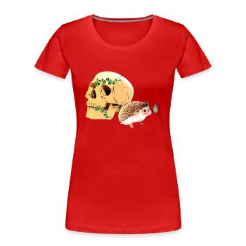 Kleiner neugieriger Igel - Frauen Premium Bio T-Shirt - Rot - Vorne - Mia (176cm)