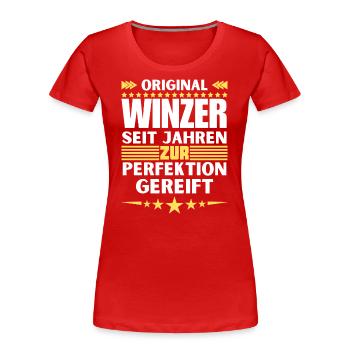 Zur Perfektion gereifter Winzer - Frauen Premium Bio T-Shirt - Rot - Vorne - Mia (176cm)