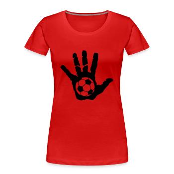 football soccer main hand mano sport des - T-shirt bio Premium Femme - rouge - Devant - Mia (176cm)
