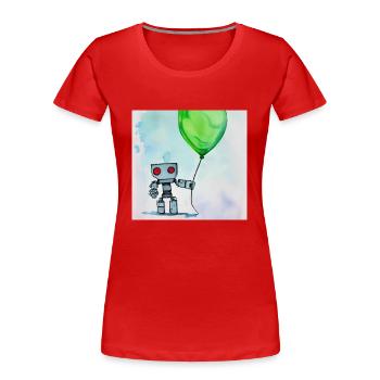 Robot avec ballon - T-shirt bio Premium Femme - rouge - Devant - Mia (176cm)