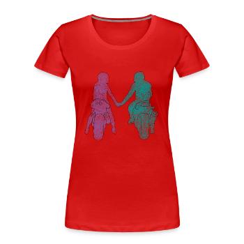 Motorradfahrer Paar - Frauen Premium Bio T-Shirt - Rot - Vorne - Mia (176cm)
